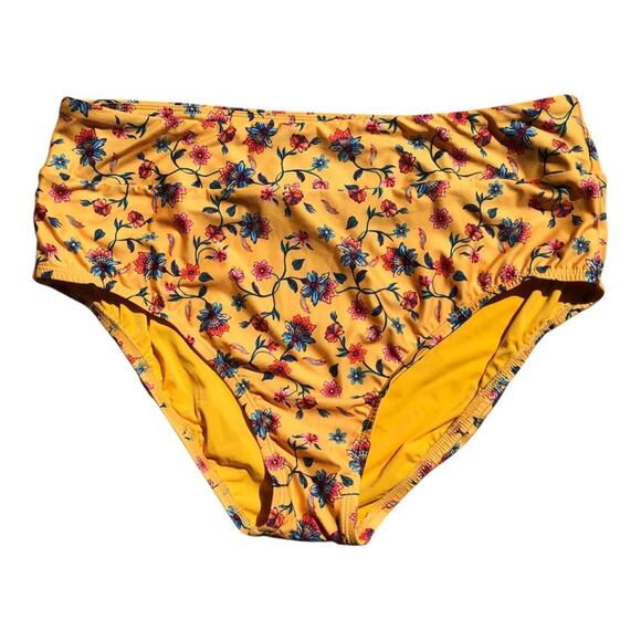 ModCloth NIP Sara Retro Charm Yellow Print High-Waisted Bikini Bottom Size XL - Picture 3 of 14